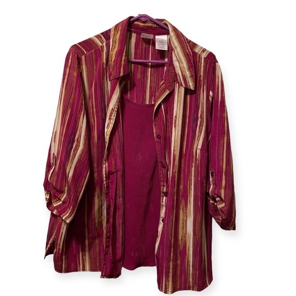Just My Size Shirt Women’s Size 3X Pull Over Tank‎ Top Attached Button Down - Picture 1 of 9